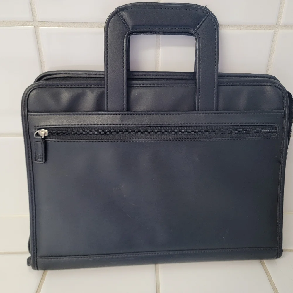 Black Foray Faux Leather Compartment/Organizer Bag